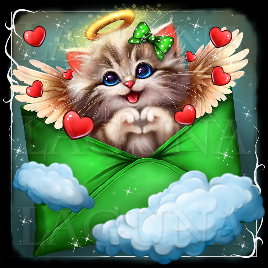 Valentine Angel Kitty in Envelope