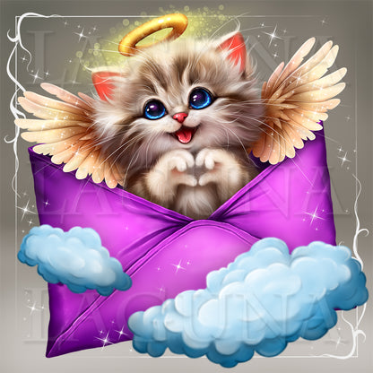 Valentine Angel Kitty in Envelope