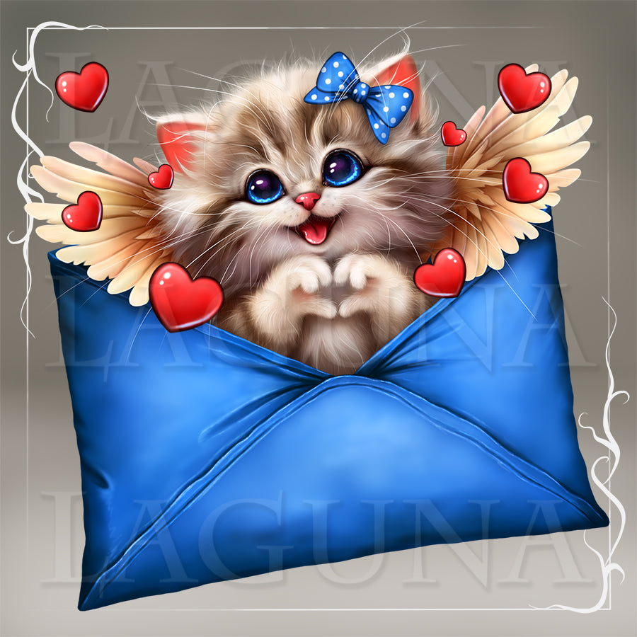 Valentine Angel Kitty in Envelope