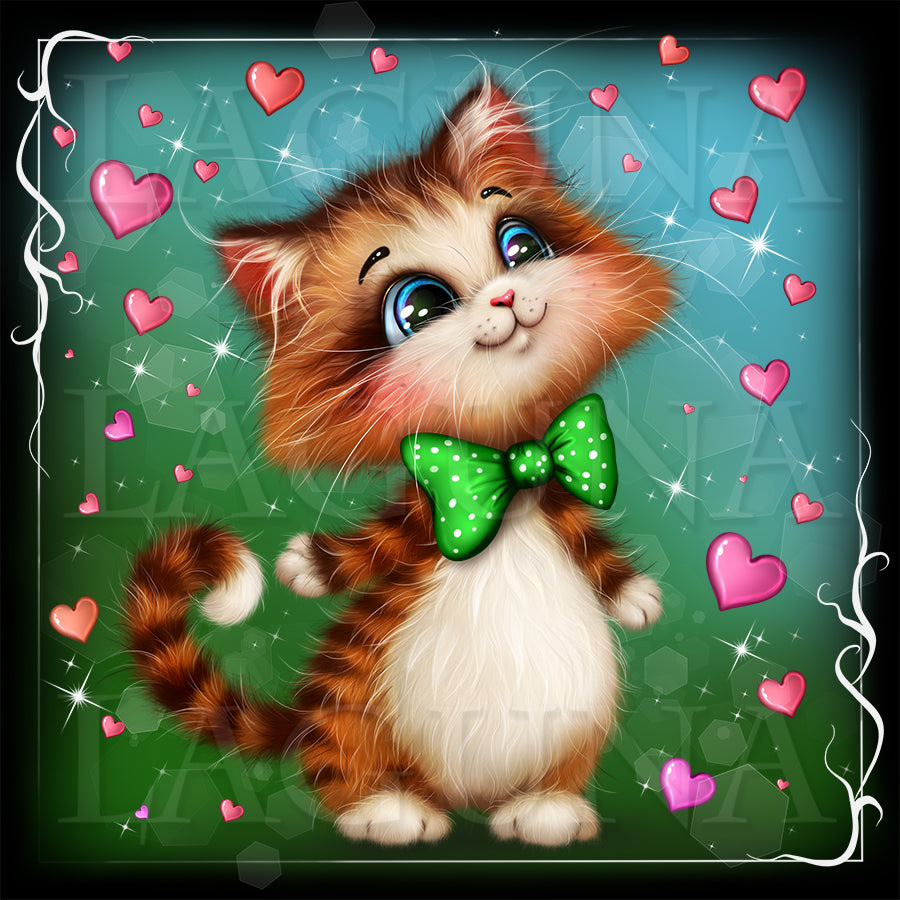 Valentine Kitty in Hearts