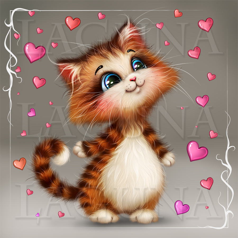 Valentine Kitty in Hearts