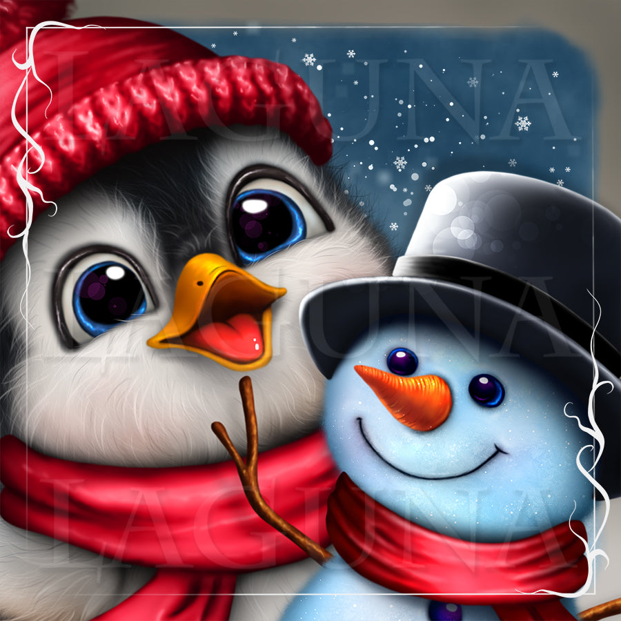 Valentine Penguin and Snowman