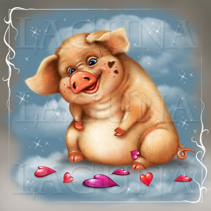 Valentine Piggy with Bag of Hearts