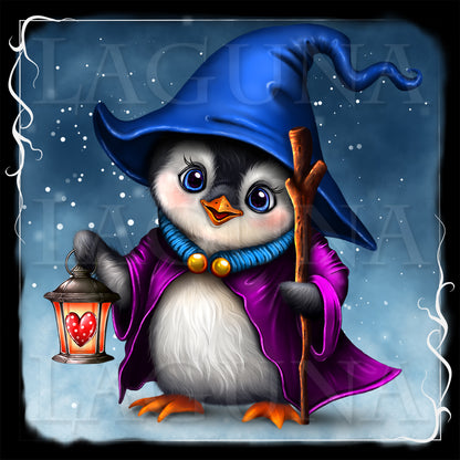 Valentine Wizard Penguin with Lantern