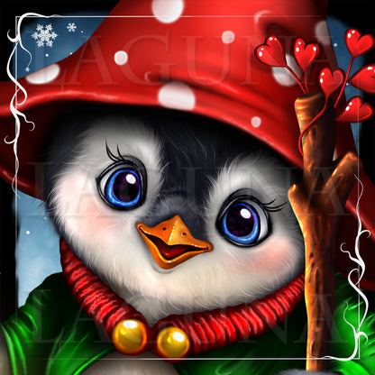 Valentine Wizard Penguin with Lantern