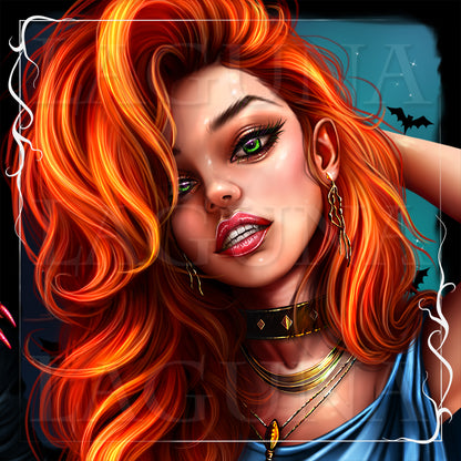 Vampire Girl with Kitty in Bag