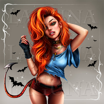 Vampire Girl with Kitty in Bag