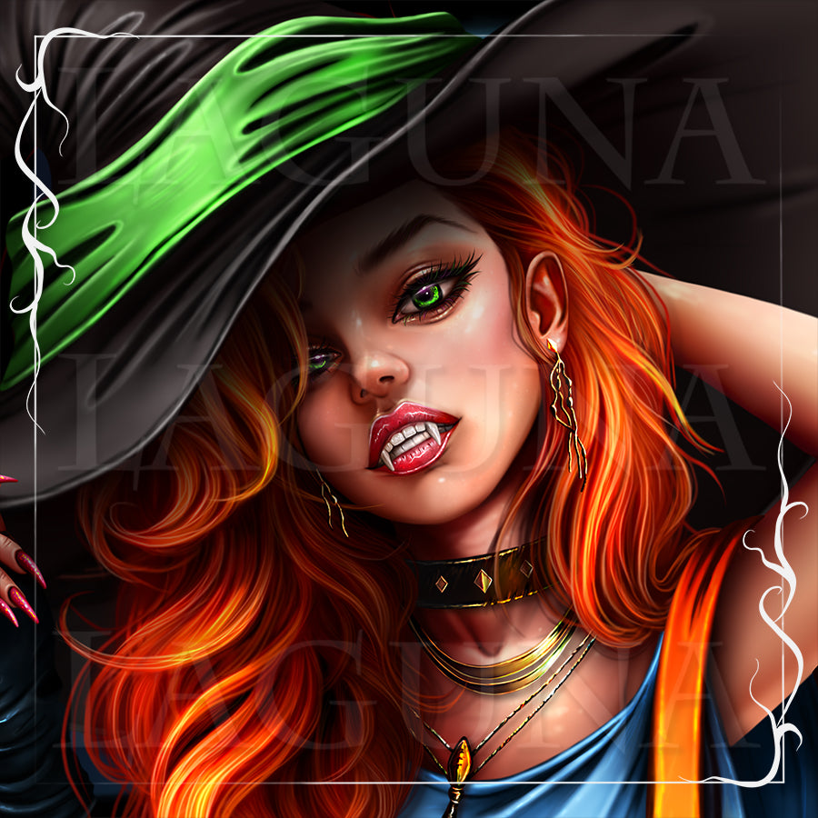 Vampire Girl with Kitty in Bag