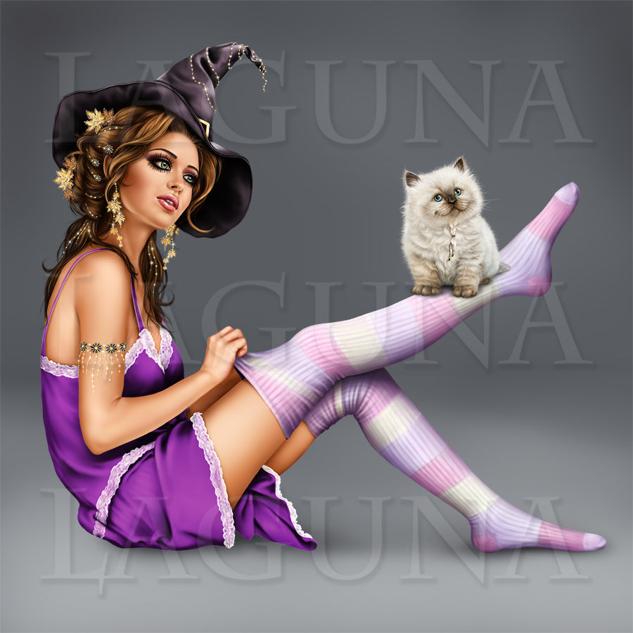 Witch with a British Colorpoint Kitten